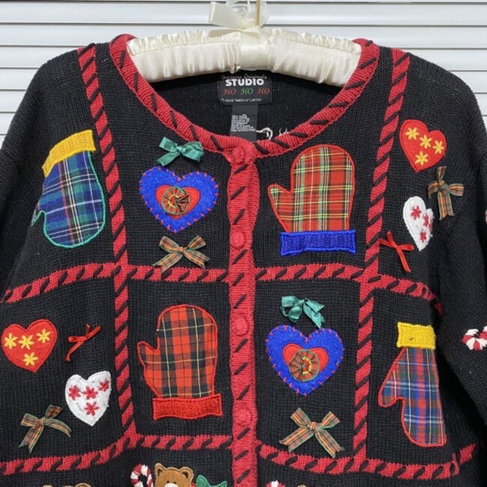 Vintage 90s Designers Originals Studio Funky Holiday UGLY CHRISTMAS SWEATER